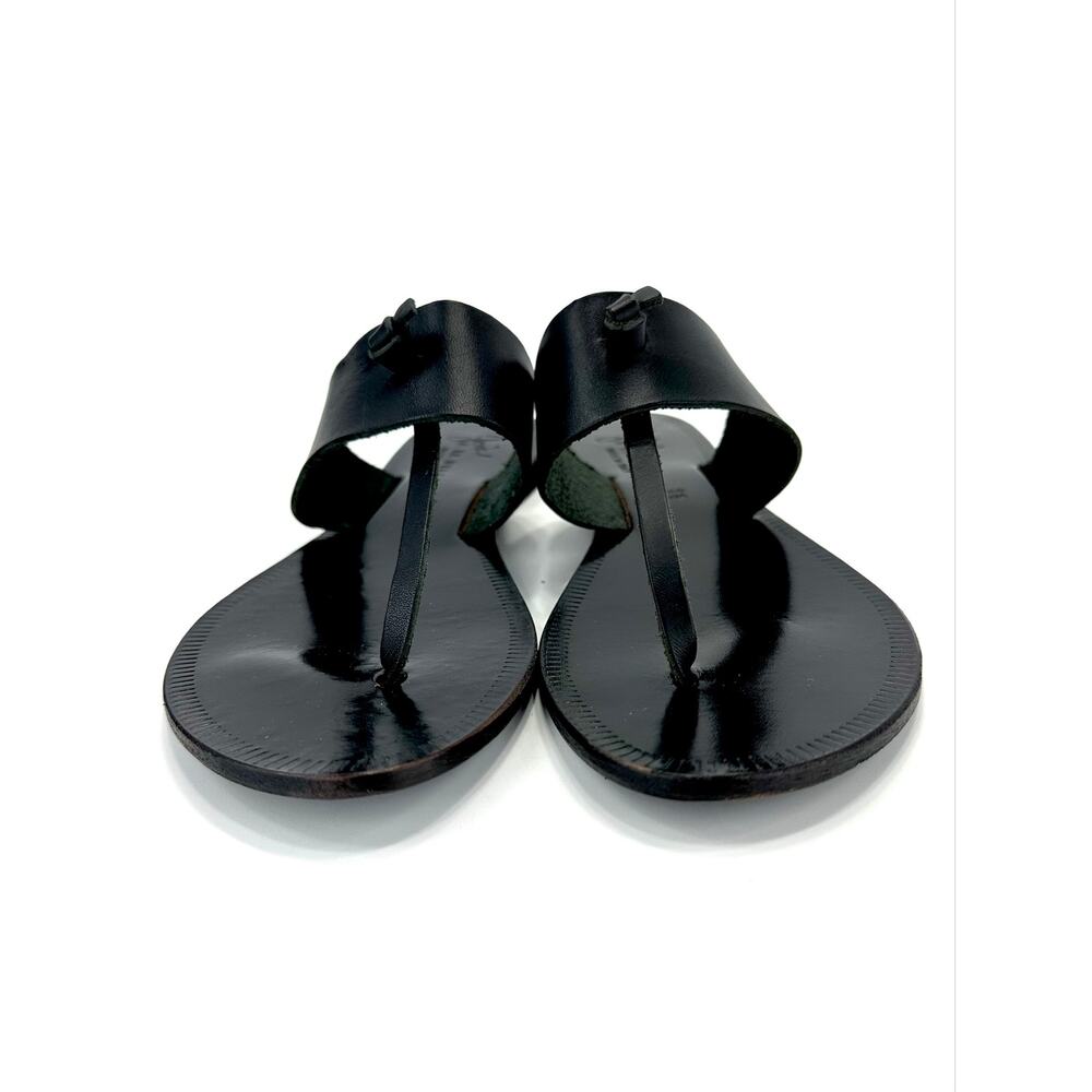 Joie A La Plage Women Flat Sandal Size 9/39 Black Leather Thong-Toe Flip Flops - Picture 4 of 13